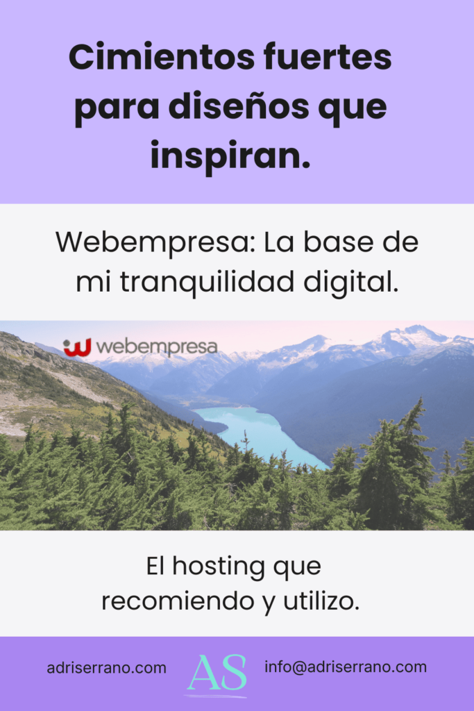 Paisaje natural de montañas y lago con el logo de Webempresa, representando la seguridad y cimientos fuertes para el hosting de WordPress.