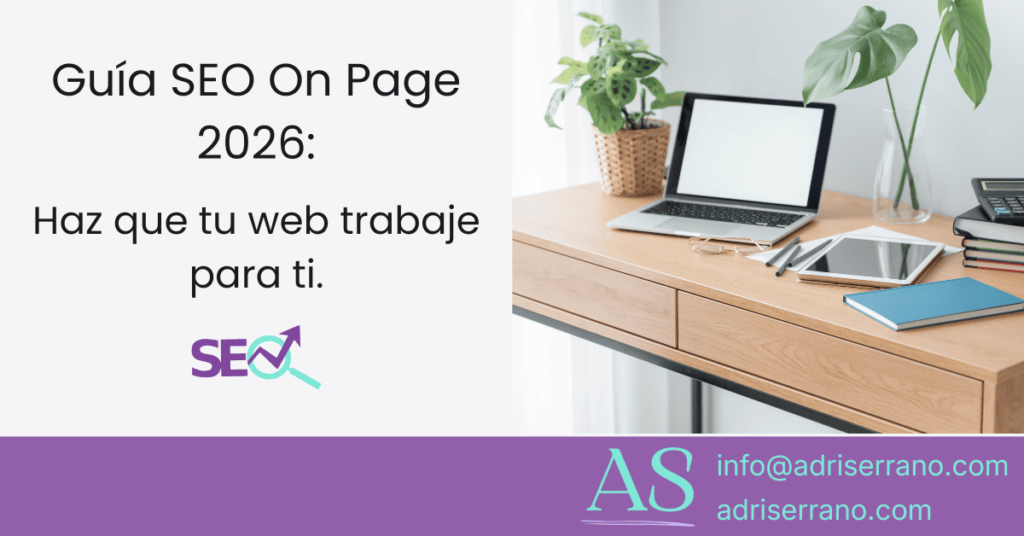 Imagen destacada de la guía de SEO On Page para blogs de diseño y emprendimiento de Adriana Serrano.